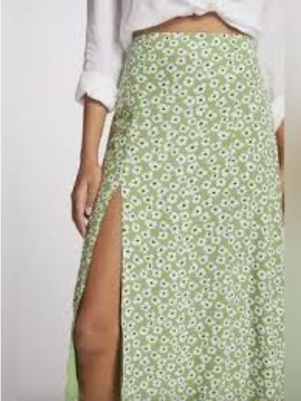 Anthropologie Maeve Floral Green Midi Skirt